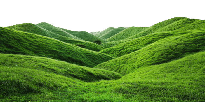 AI generated Soft green hills creating a tranquil and inviting landscape on transparent background - stock png. png