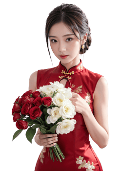 AI generated Women Cheongsam dress, Chinese New Year, PNG Transparent background, AI Generative