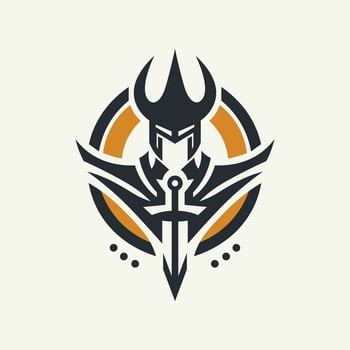 Warrior icon logo. Knight symbol. Shield. Isolated vector illustration.