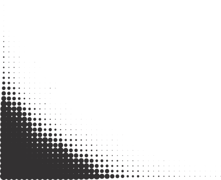 Halftone comic dotted corner. Old grainy frame. Grunge retro gradient border. Abstract pop art design element. png