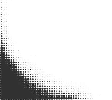 Halftone comic dotted corner. Old grainy frame. Grunge retro gradient border. Abstract pop art design element. png
