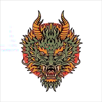 dragon face tattoo vector design