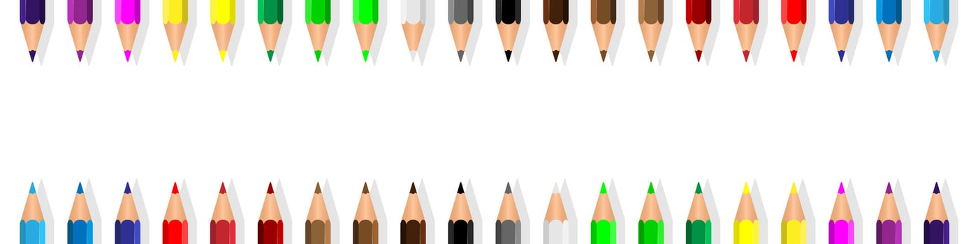 Colored pencils Crayons laying in row. Wave line made by pencil tips. Set of crayons for illustrations, art, studying. Ready for school stuff Back to school illustration vector