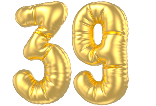 3d gold number 39  rendering png