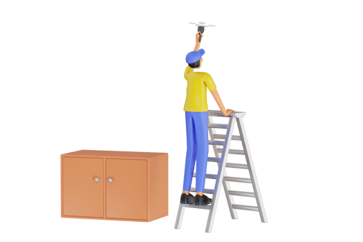 Handyman painting ceiling 3d illustration png