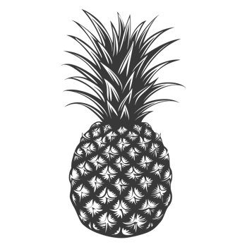 AI generated Silhouette Pineapple Fruit black color only png