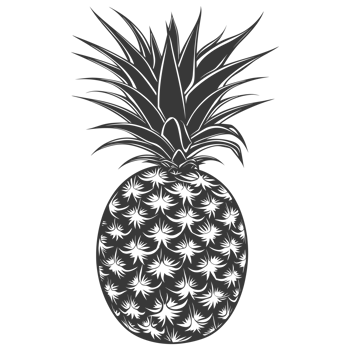 AI generated Silhouette Pineapple Fruit black color only png