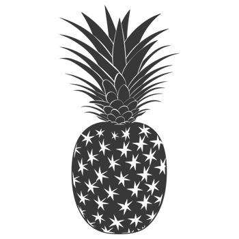 AI generated Silhouette Pineapple Fruit black color only png