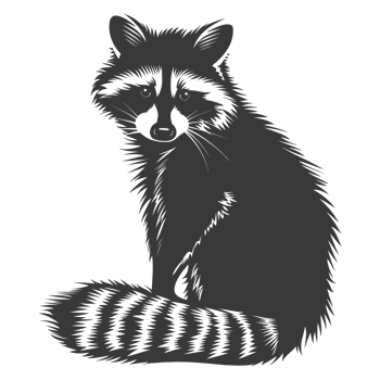 AI generated Silhouette Raccoon Animal black color only full body png