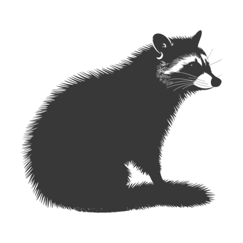 AI generated Silhouette Raccoon Animal black color only full body png