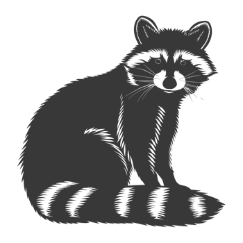 AI generated Silhouette Raccoon Animal black color only full body png