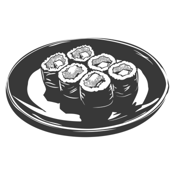 AI generated Silhouette Sushi or kimbab Dish black color only png