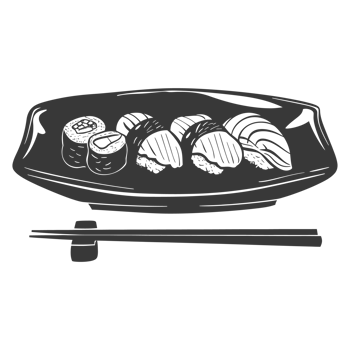 AI generated Silhouette Sushi or kimbab Dish black color only png