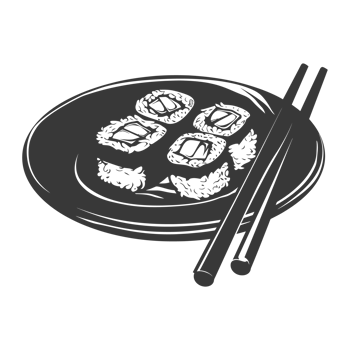 AI generated Silhouette Sushi or kimbab Dish black color only png