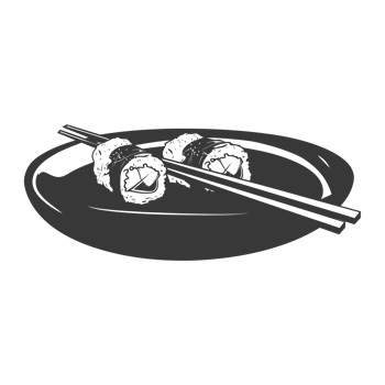 AI generated Silhouette Sushi or kimbab Dish black color only png