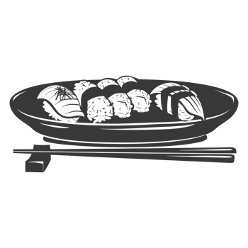 AI generated Silhouette Sushi or kimbab Dish black color only png