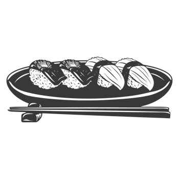 AI generated Silhouette Sushi or kimbab Dish black color only png