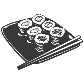 AI generated Silhouette Sushi or kimbab Dish black color only png