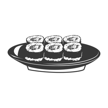 AI generated Silhouette Sushi or kimbab Dish black color only png