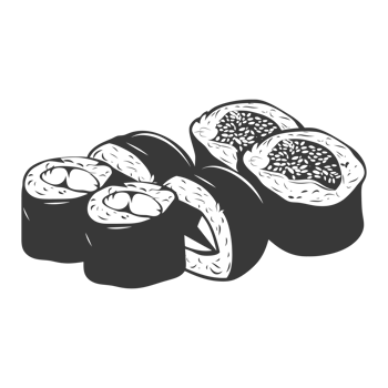 AI generated Silhouette Sushi or kimbab Dish black color only png