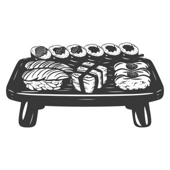 AI generated Silhouette Sushi or kimbab Dish black color only png