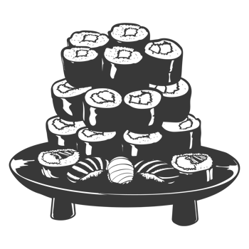 AI generated Silhouette Sushi or kimbab Dish black color only png