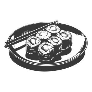AI generated Silhouette Sushi or kimbab Dish black color only png