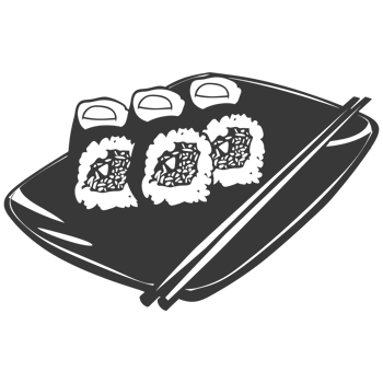 AI generated Silhouette Sushi or kimbab Dish black color only png