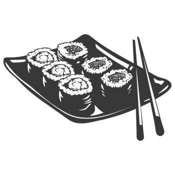 AI generated Silhouette Sushi or kimbab Dish black color only png