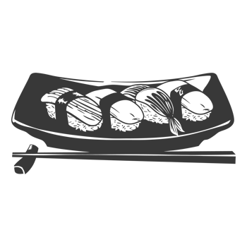 AI generated Silhouette Sushi or kimbab Dish black color only png