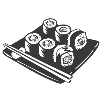 AI generated Silhouette Sushi or kimbab Dish black color only png