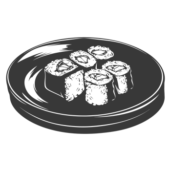 AI generated Silhouette Sushi or kimbab Dish black color only png
