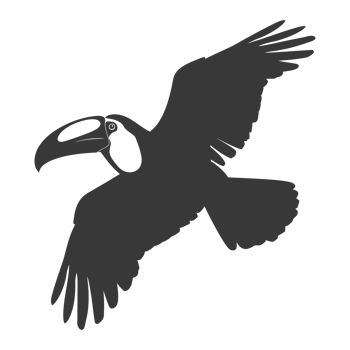 AI generated Silhouette Toucan bird animal fly black color only full body png