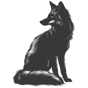 AI generated Silhouette red fox animal black color only full body png