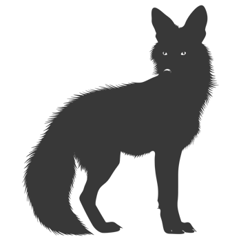AI generated Silhouette red fox animal black color only full body png