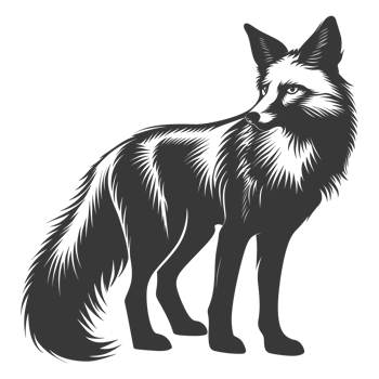 AI generated Silhouette red fox animal black color only full body png