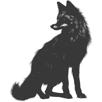 AI generated Silhouette red fox animal black color only full body png