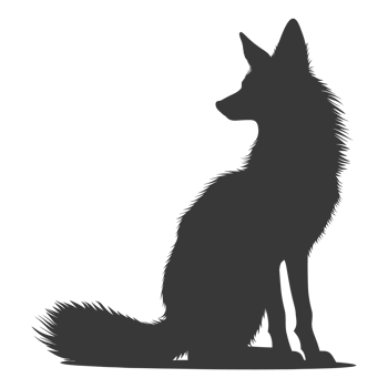 AI generated Silhouette red fox animal black color only full body png