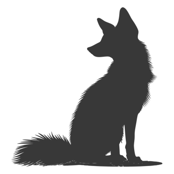 AI generated Silhouette red fox animal black color only full body png