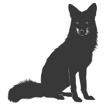 AI generated Silhouette red fox animal black color only full body png