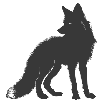 AI generated Silhouette red fox animal black color only full body png