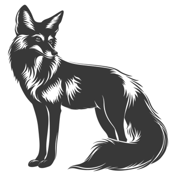 AI generated Silhouette red fox animal black color only full body png