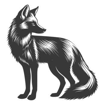 AI generated Silhouette red fox animal black color only full body png
