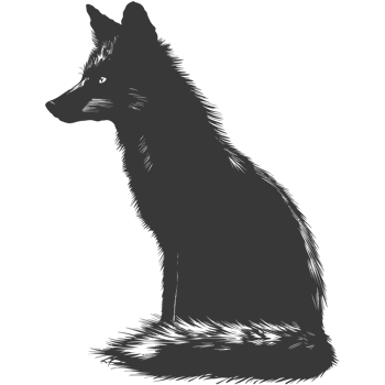 AI generated Silhouette red fox animal black color only full body png
