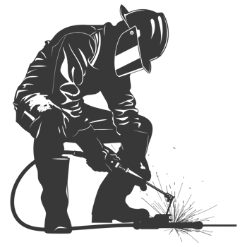 AI generated Silhouette welder in action black color only full body png