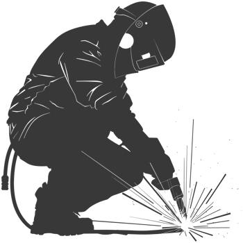 AI generated Silhouette welder in action black color only full body png