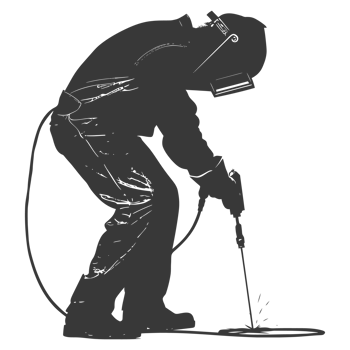 AI generated Silhouette welder in action black color only full body png