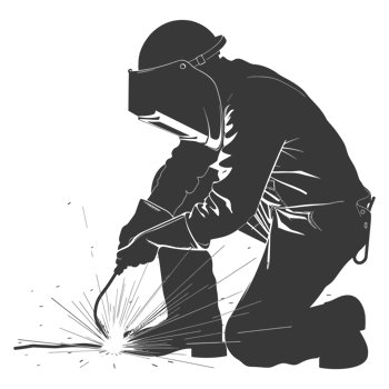 AI generated Silhouette welder in action black color only full body png