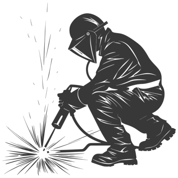 AI generated Silhouette welder in action black color only full body png