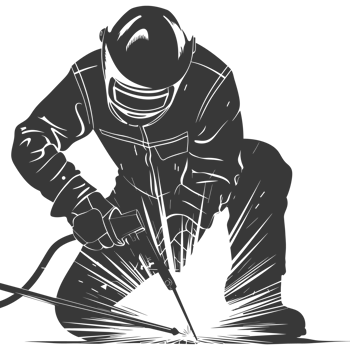 AI generated Silhouette welder in action black color only full body png